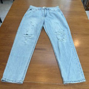 KanCan Jeans Straight High Waist Mom Boho Distress Light Wash Sz 7 / 27 #VC1049